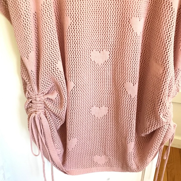 BLOOMCHIC Open Knit Sweater Tunic Side Ruching Pink Women’s Plus Size 22-24 3X - Picture 7 of 16